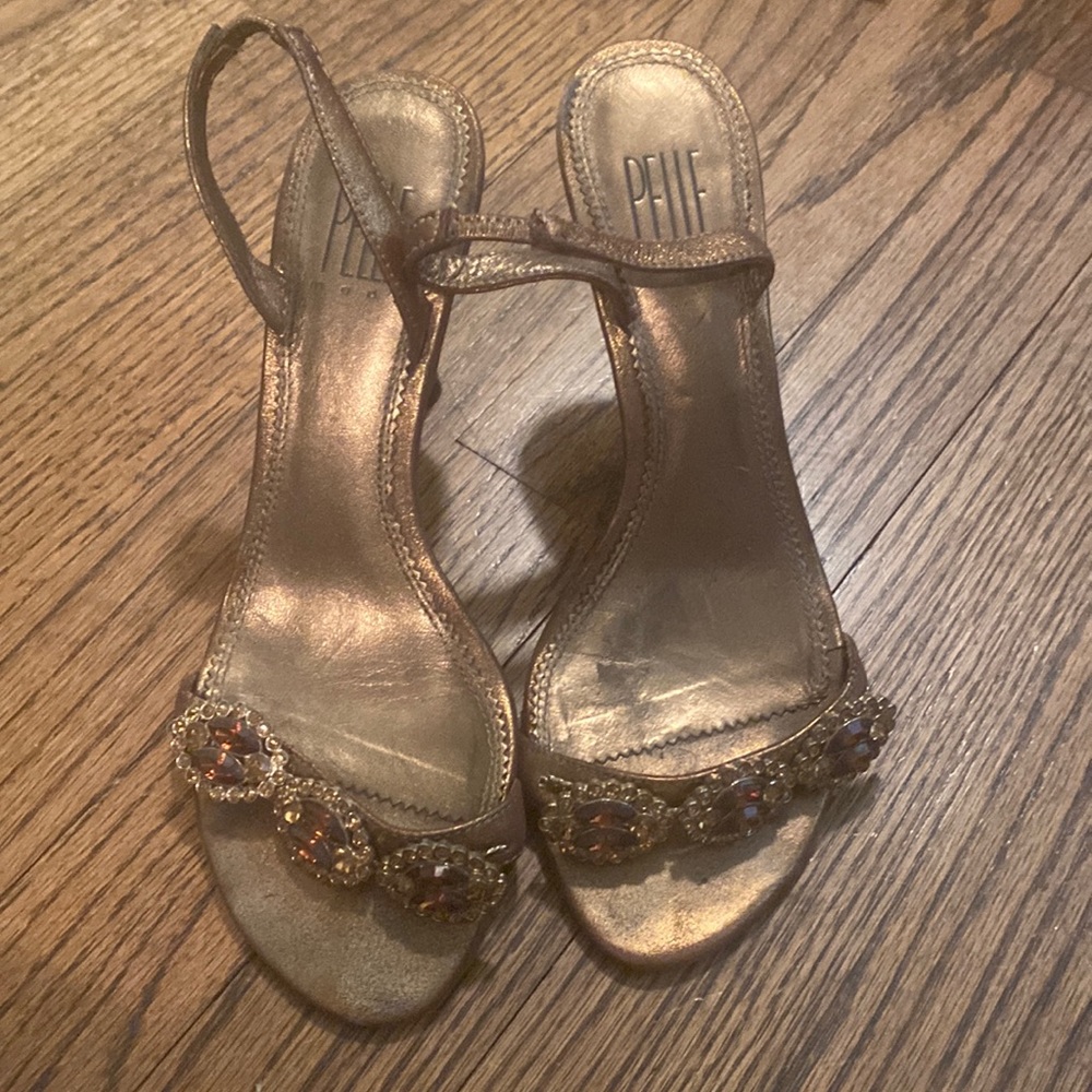 Bronze jeweled sandals